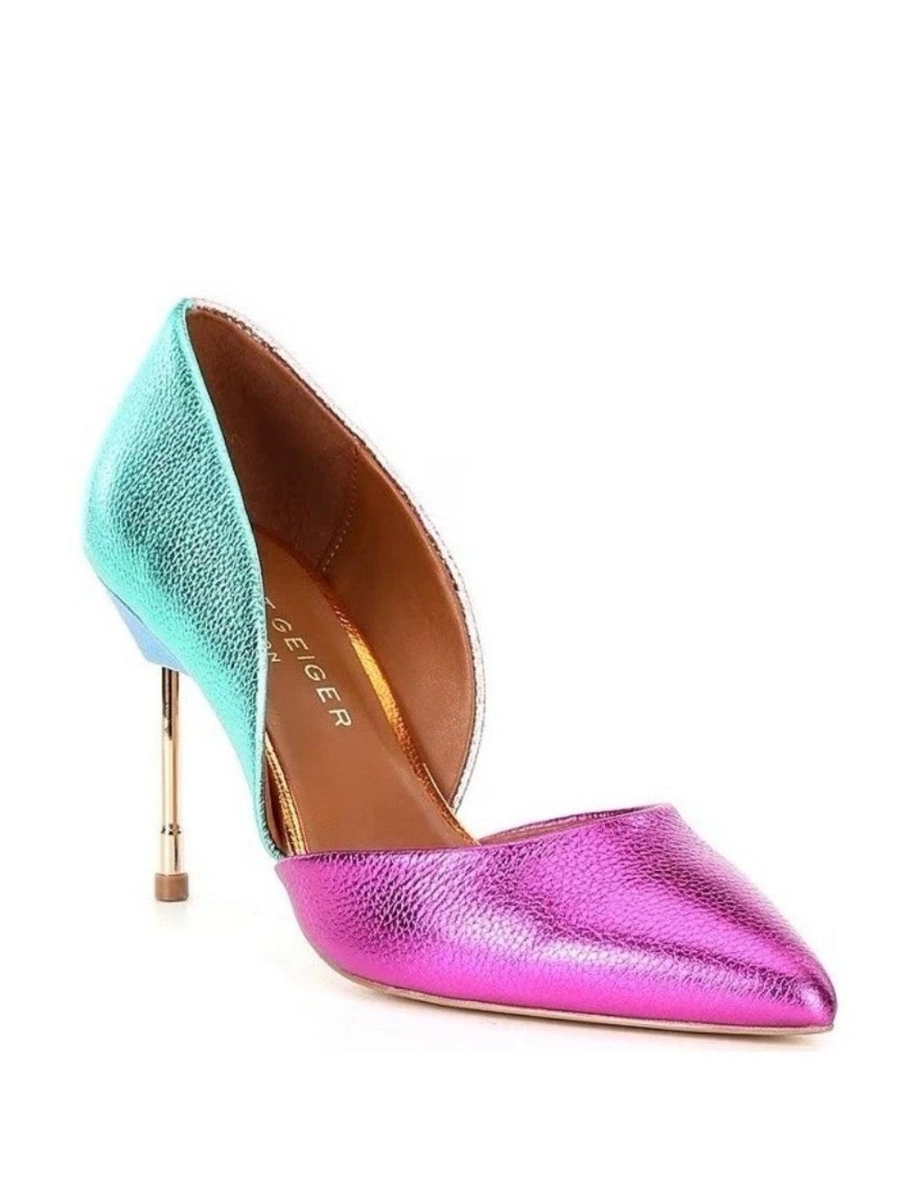 Kurt Geiger Metallic Turquoise & Fuchsia D'Orsay Pump